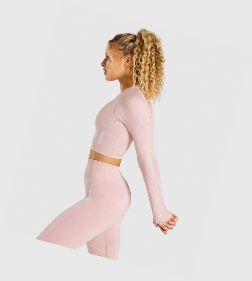Gymshark Adapt Camo Seamless Crop Top Naisten T Paidat Vaaleanpinkki | NKTYCX347