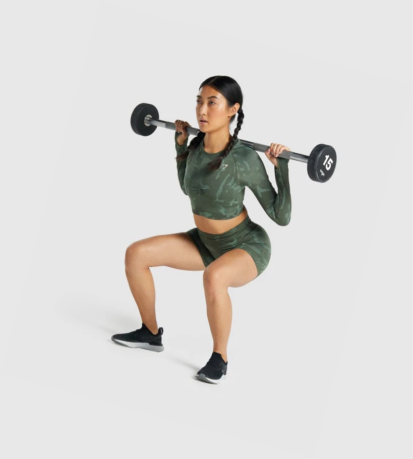 Gymshark Adapt Camo Seamless Crop Top Naisten Puserot Vihreä | NTALJU967