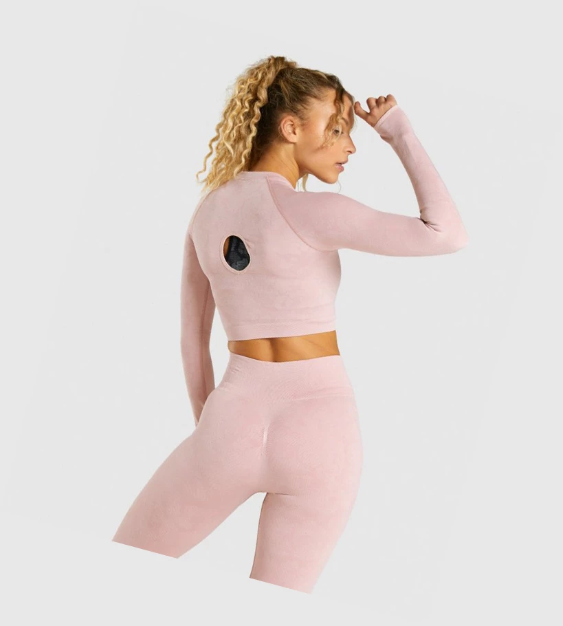 Gymshark Adapt Camo Seamless Crop Top Naisten Puserot Vaaleanpinkki | QHEWBC187