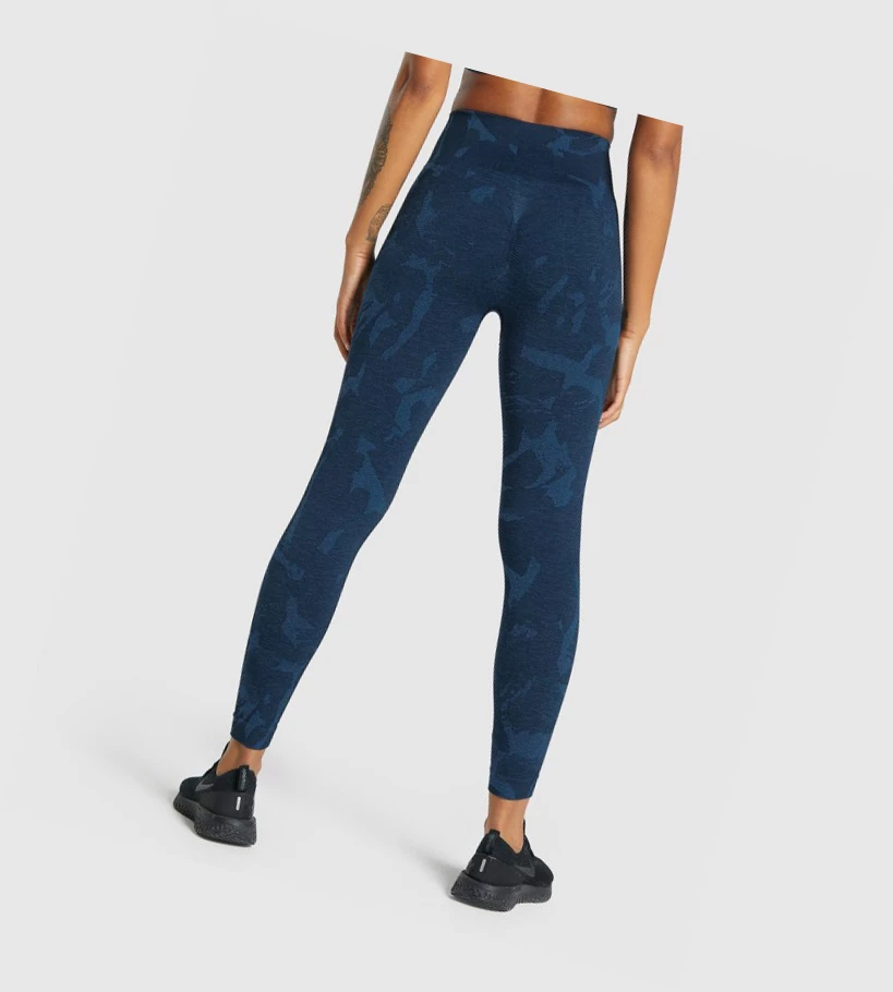 Gymshark Adapt Camo Seamless High Waisted Naisten Leggingsit Laivastonsininen | HKGUWA729