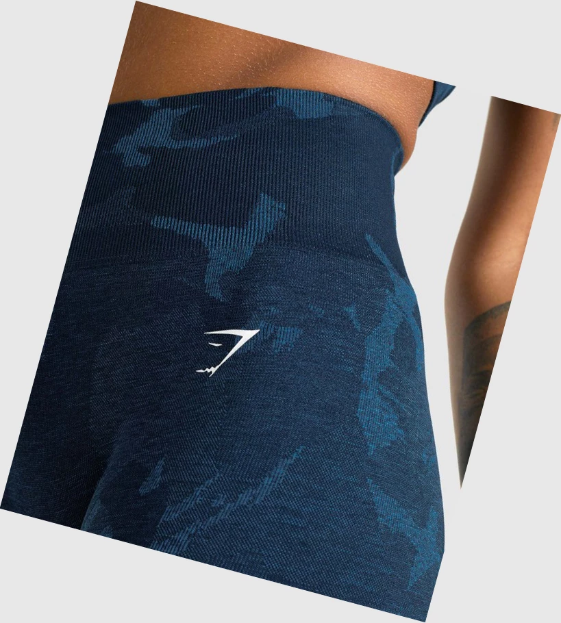 Gymshark Adapt Camo Seamless High Waisted Naisten Leggingsit Laivastonsininen | HKGUWA729