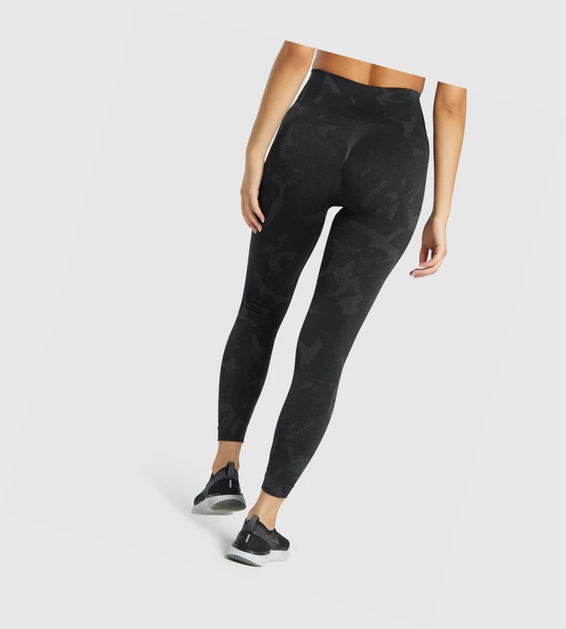 Gymshark Adapt Camo Seamless High Waisted Naisten Leggingsit Mustat | UMABJL459