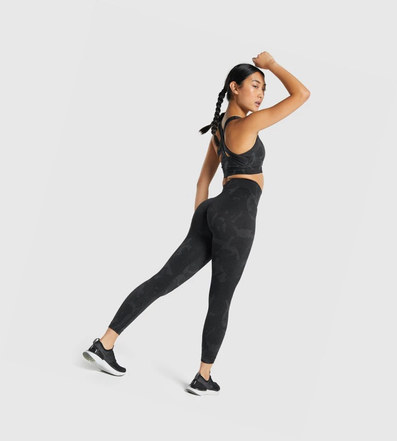 Gymshark Adapt Camo Seamless High Waisted Naisten Leggingsit Mustat | UMABJL459