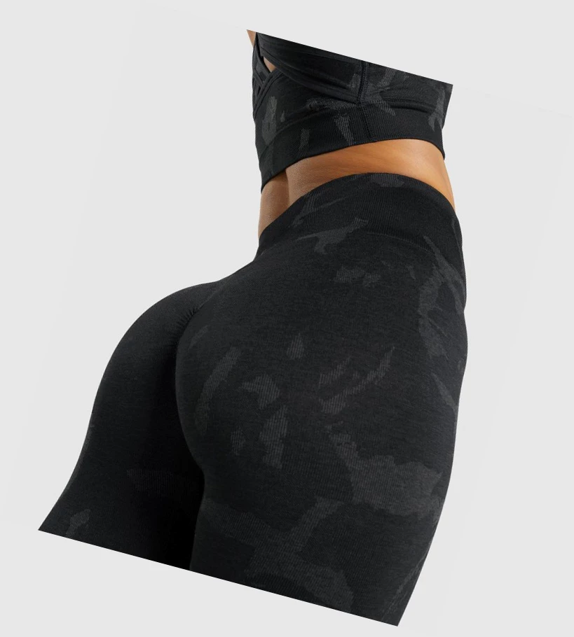 Gymshark Adapt Camo Seamless High Waisted Naisten Leggingsit Mustat | UMABJL459