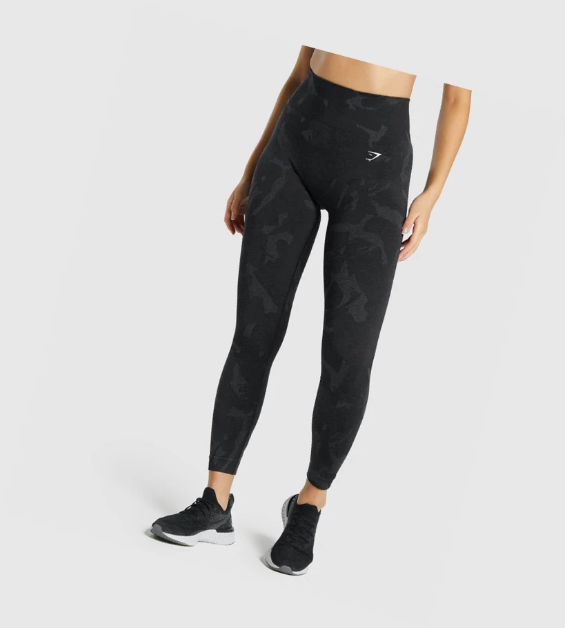 Gymshark Adapt Camo Seamless High Waisted Naisten Leggingsit Mustat | UMABJL459