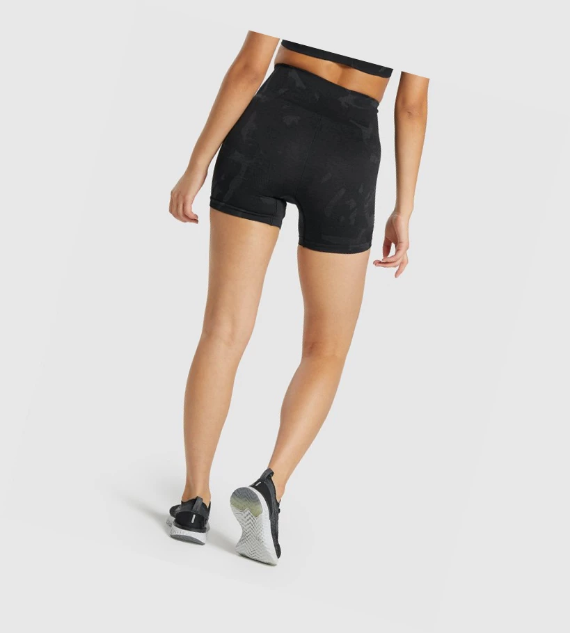 Gymshark Adapt Camo Seamless Naisten Shortsit Mustat | QWYTMJ804