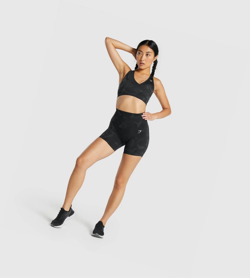 Gymshark Adapt Camo Seamless Naisten Shortsit Mustat | QWYTMJ804