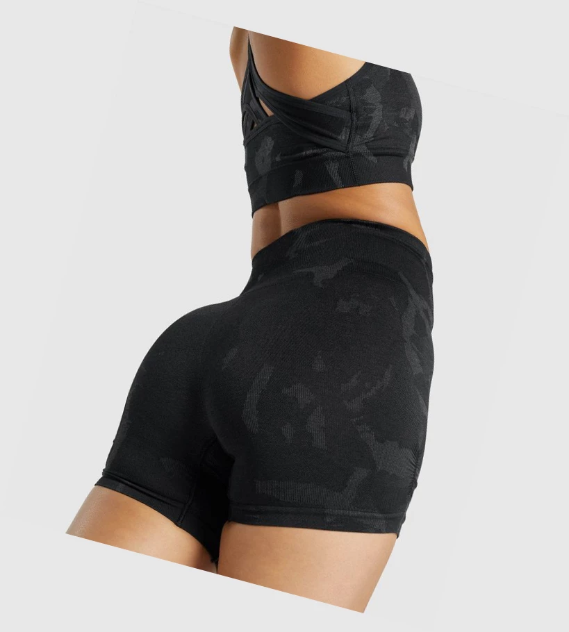 Gymshark Adapt Camo Seamless Naisten Shortsit Mustat | QWYTMJ804