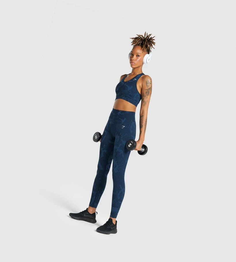 Gymshark Adapt Camo Seamless Racer Back Naisten Urheiluliivit Laivastonsininen | ATIJEK631