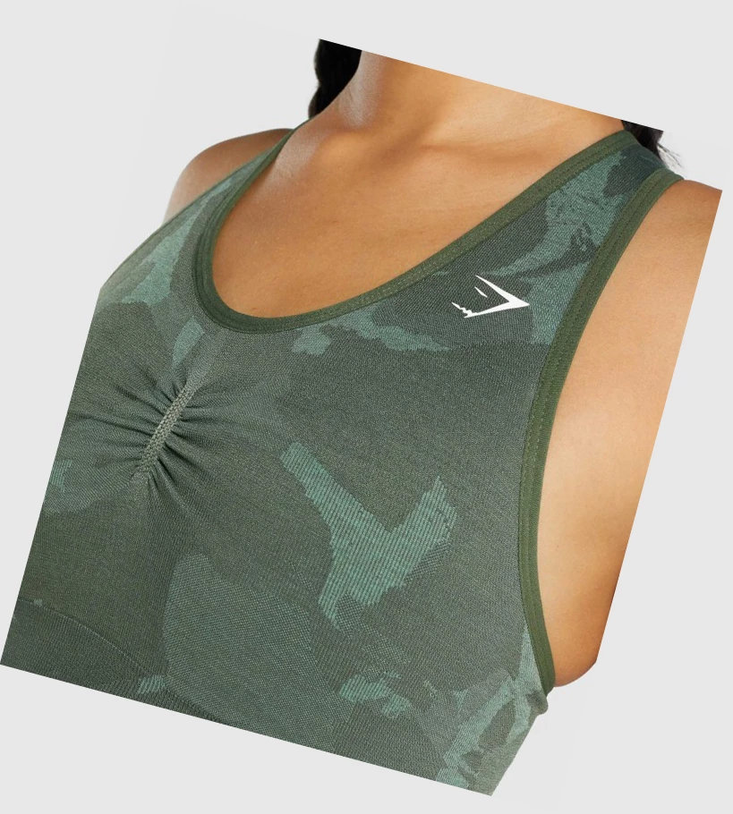 Gymshark Adapt Camo Seamless Racer Back Naisten Urheiluliivit Vihreä | KYRZDT209