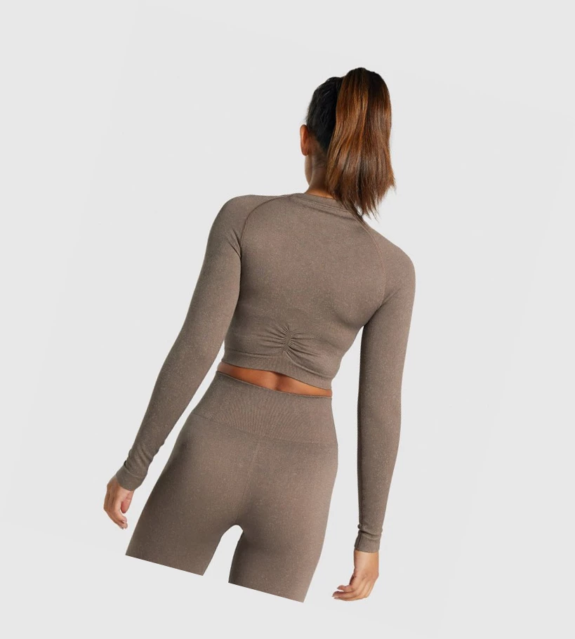 Gymshark Adapt Fleck Seamless Crop Top Naisten Puserot Ruskea | DVWPBM157