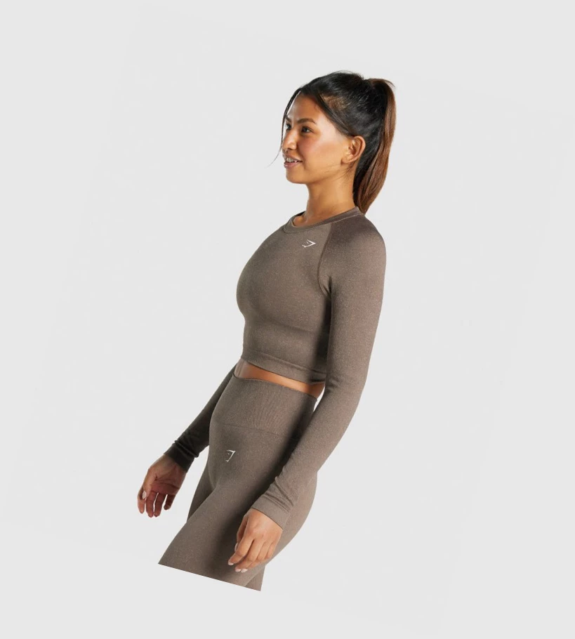 Gymshark Adapt Fleck Seamless Crop Top Naisten Puserot Ruskea | DVWPBM157