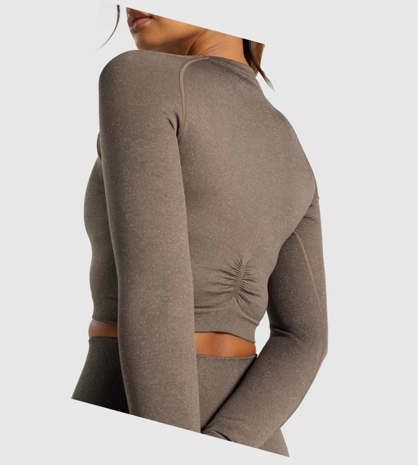 Gymshark Adapt Fleck Seamless Crop Top Naisten Puserot Ruskea | DVWPBM157