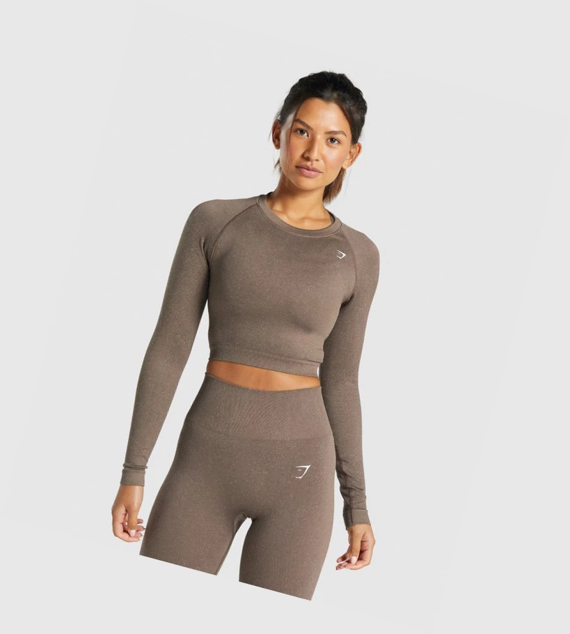 Gymshark Adapt Fleck Seamless Crop Top Naisten Puserot Ruskea | DVWPBM157