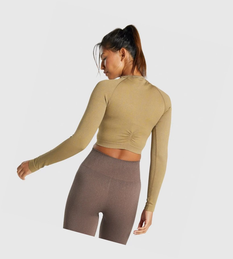 Gymshark Adapt Fleck Seamless Crop Top Naisten Puserot Vaaleanruskea | SLZNHC951