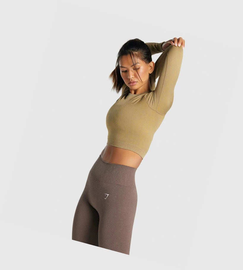 Gymshark Adapt Fleck Seamless Crop Top Naisten Puserot Vaaleanruskea | SLZNHC951