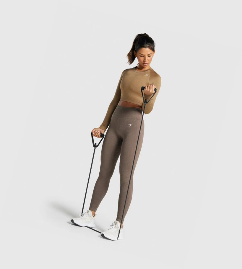 Gymshark Adapt Fleck Seamless Crop Top Naisten Puserot Vaaleanruskea | SLZNHC951