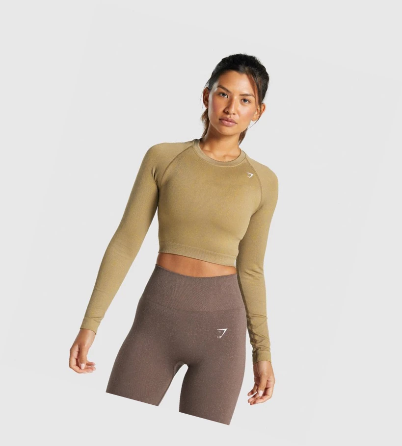 Gymshark Adapt Fleck Seamless Crop Top Naisten Puserot Vaaleanruskea | SLZNHC951