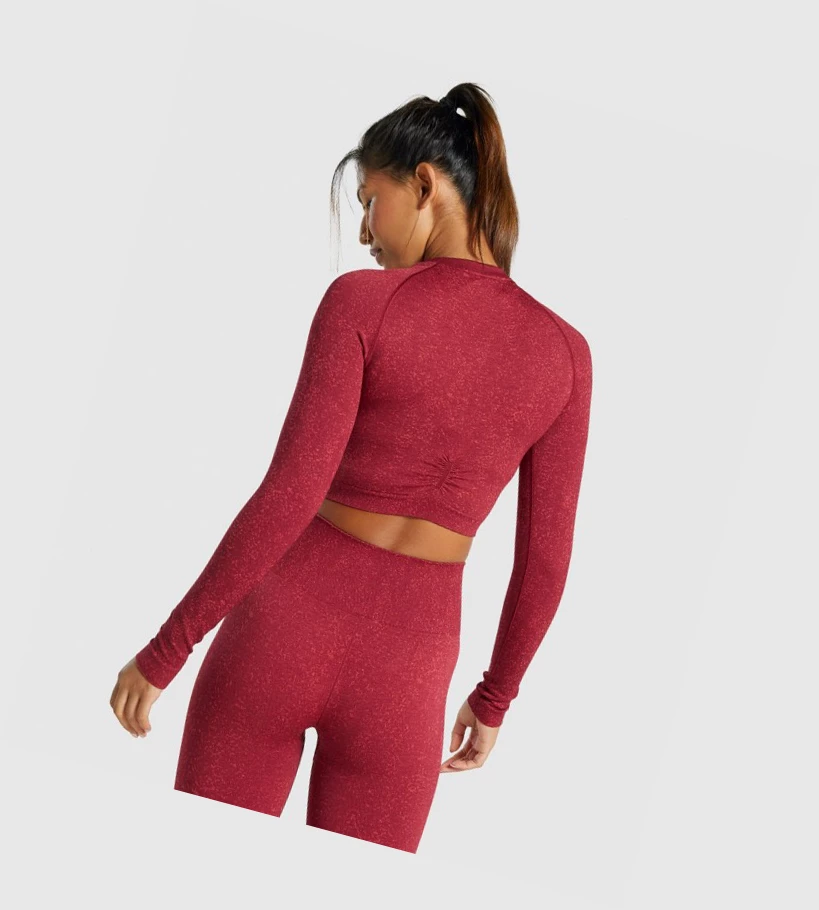 Gymshark Adapt Fleck Seamless Crop Top Naisten T Paidat Viininpunainen | TYJIRP602
