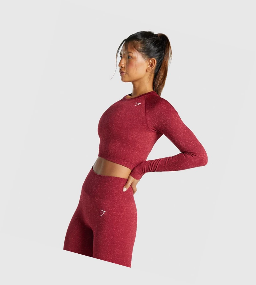 Gymshark Adapt Fleck Seamless Crop Top Naisten T Paidat Viininpunainen | TYJIRP602
