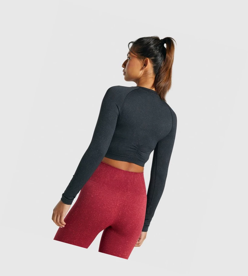 Gymshark Adapt Fleck Seamless Crop Top Naisten Puserot Mustat | VABRGL680