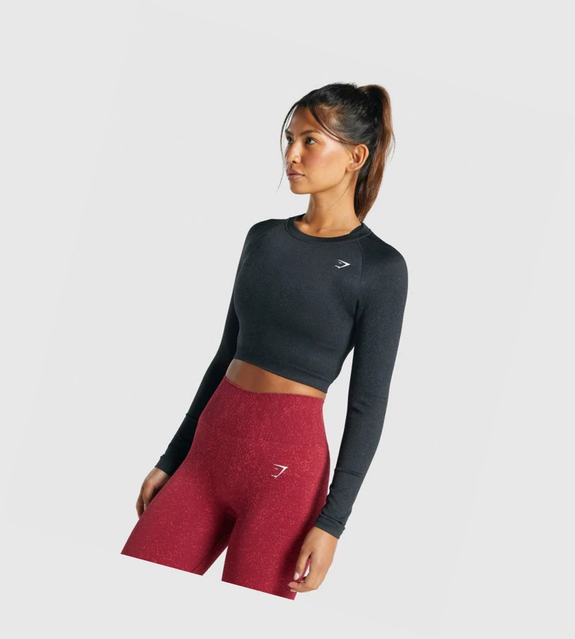 Gymshark Adapt Fleck Seamless Crop Top Naisten Puserot Mustat | VABRGL680