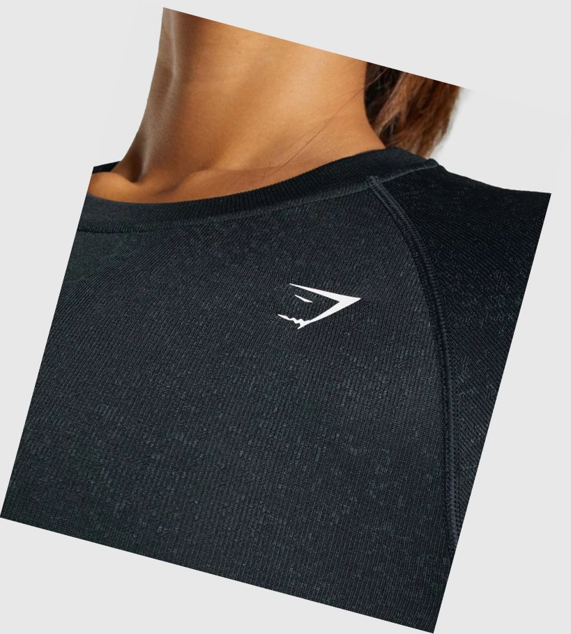 Gymshark Adapt Fleck Seamless Crop Top Naisten Puserot Mustat | VABRGL680