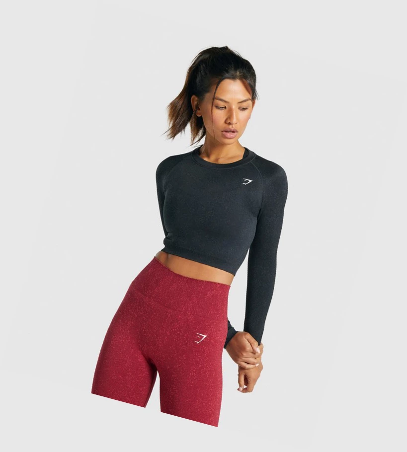 Gymshark Adapt Fleck Seamless Crop Top Naisten Puserot Mustat | VABRGL680