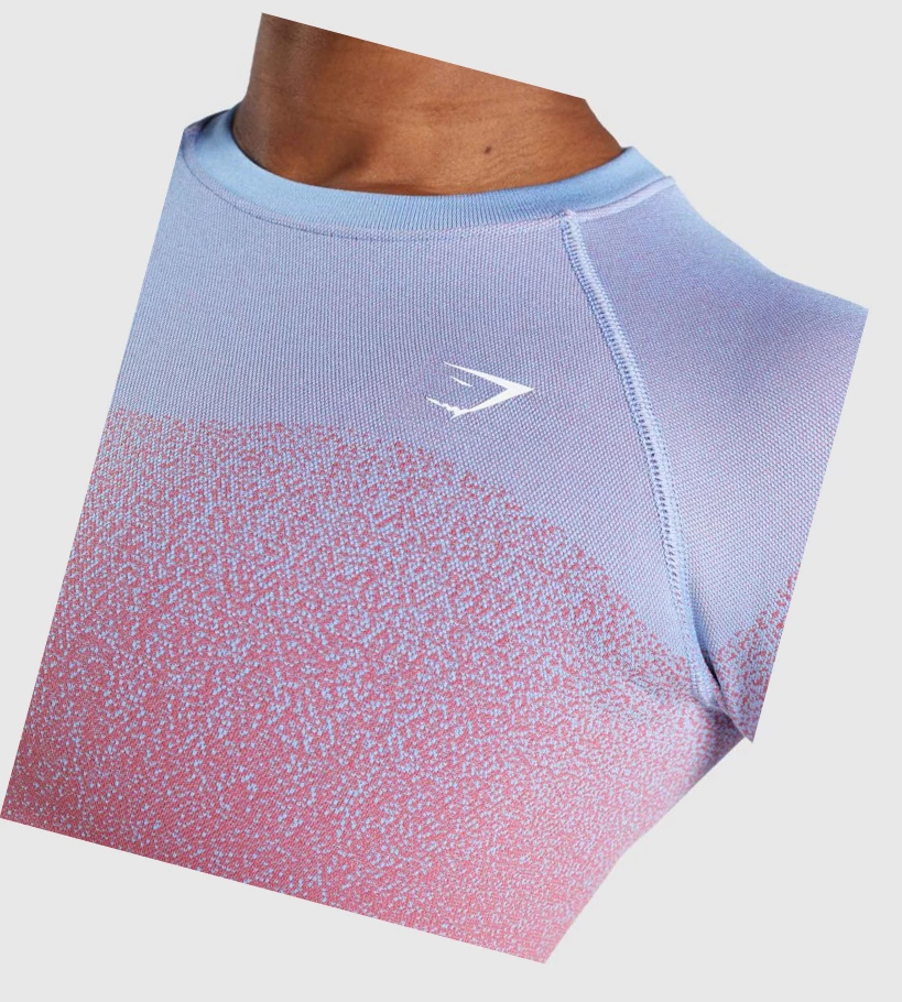 Gymshark Adapt Ombre Seamless Crop Top Naisten Puserot Pinkki Pinkki Vaaleansininen | CPRHXG796