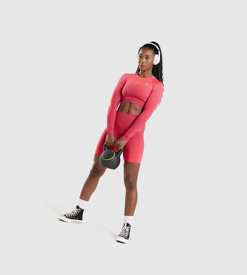 Gymshark Adapt Ombre Seamless Crop Top Naisten Puserot Pinkki Punainen | CWKXQS473
