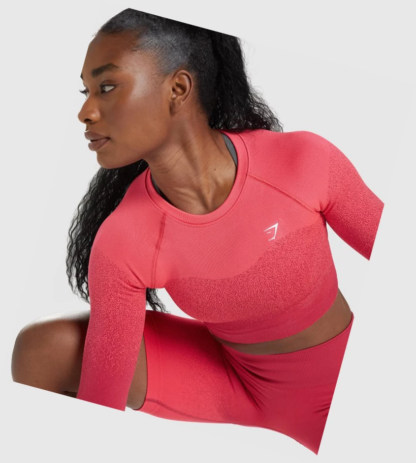 Gymshark Adapt Ombre Seamless Crop Top Naisten Puserot Pinkki Punainen | CWKXQS473