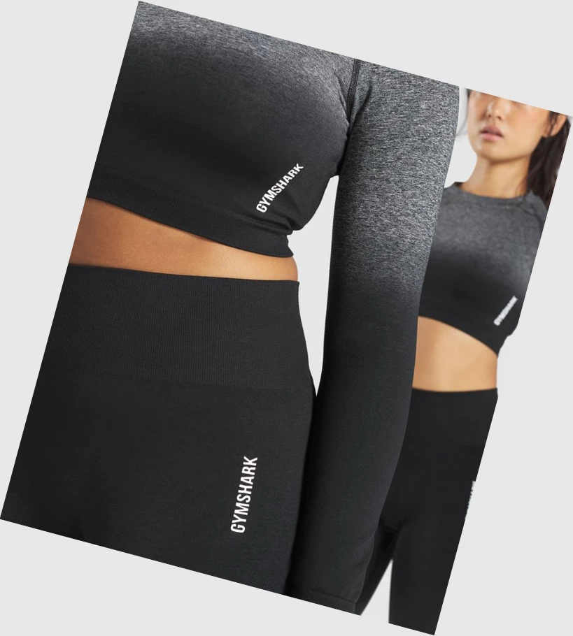 Gymshark Adapt Ombre Seamless Crop Top Naisten T Paidat Mustat Mustat | DTOGFJ472