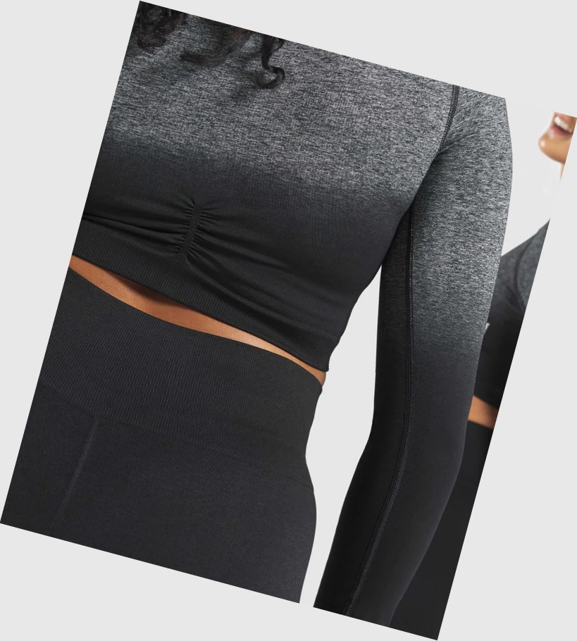 Gymshark Adapt Ombre Seamless Crop Top Naisten T Paidat Mustat Mustat | DTOGFJ472