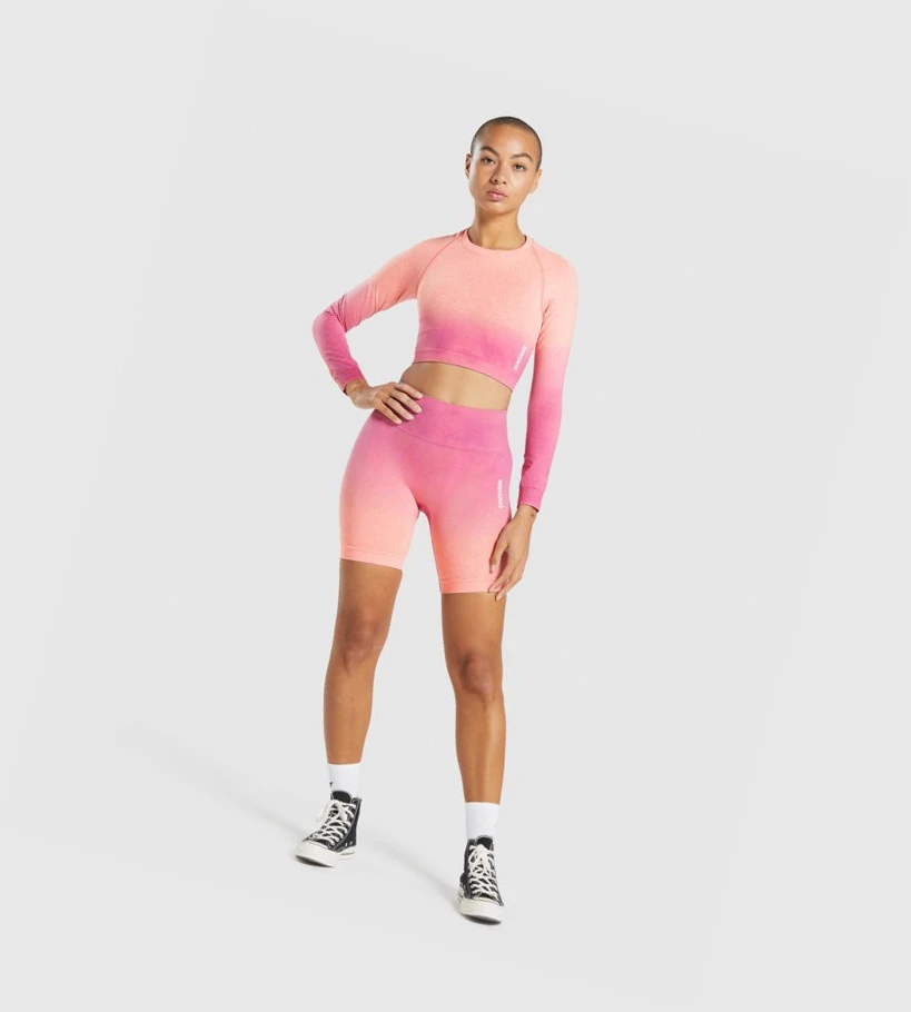Gymshark Adapt Ombre Seamless Crop Top Naisten Puserot Oranssi Pinkki | GDZUFQ568