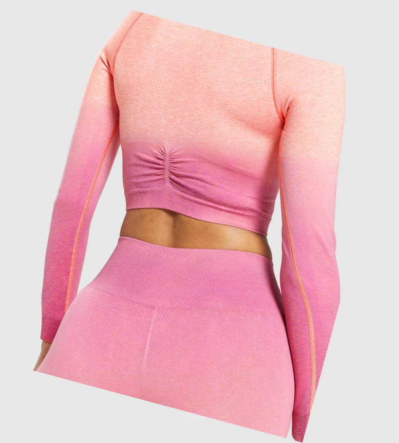 Gymshark Adapt Ombre Seamless Crop Top Naisten Puserot Oranssi Pinkki | GDZUFQ568