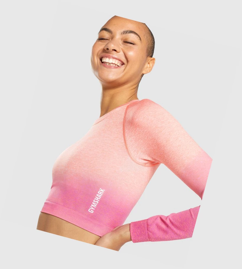 Gymshark Adapt Ombre Seamless Crop Top Naisten Puserot Oranssi Pinkki | GDZUFQ568