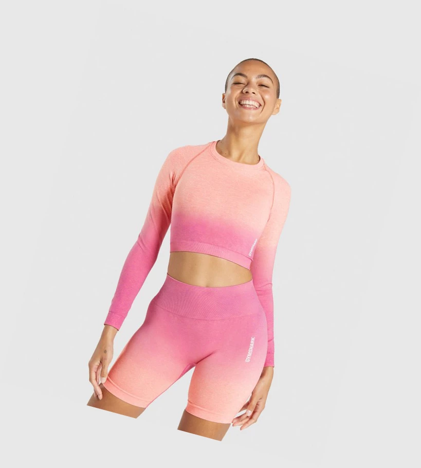 Gymshark Adapt Ombre Seamless Crop Top Naisten Puserot Oranssi Pinkki | GDZUFQ568