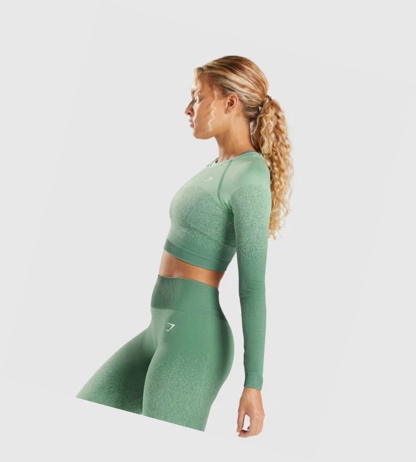 Gymshark Adapt Ombre Seamless Crop Top Naisten Puserot Vihreä Vaaleanvihreä | GTWJSX124