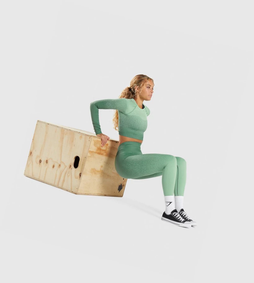 Gymshark Adapt Ombre Seamless Crop Top Naisten Puserot Vihreä Vaaleanvihreä | GTWJSX124