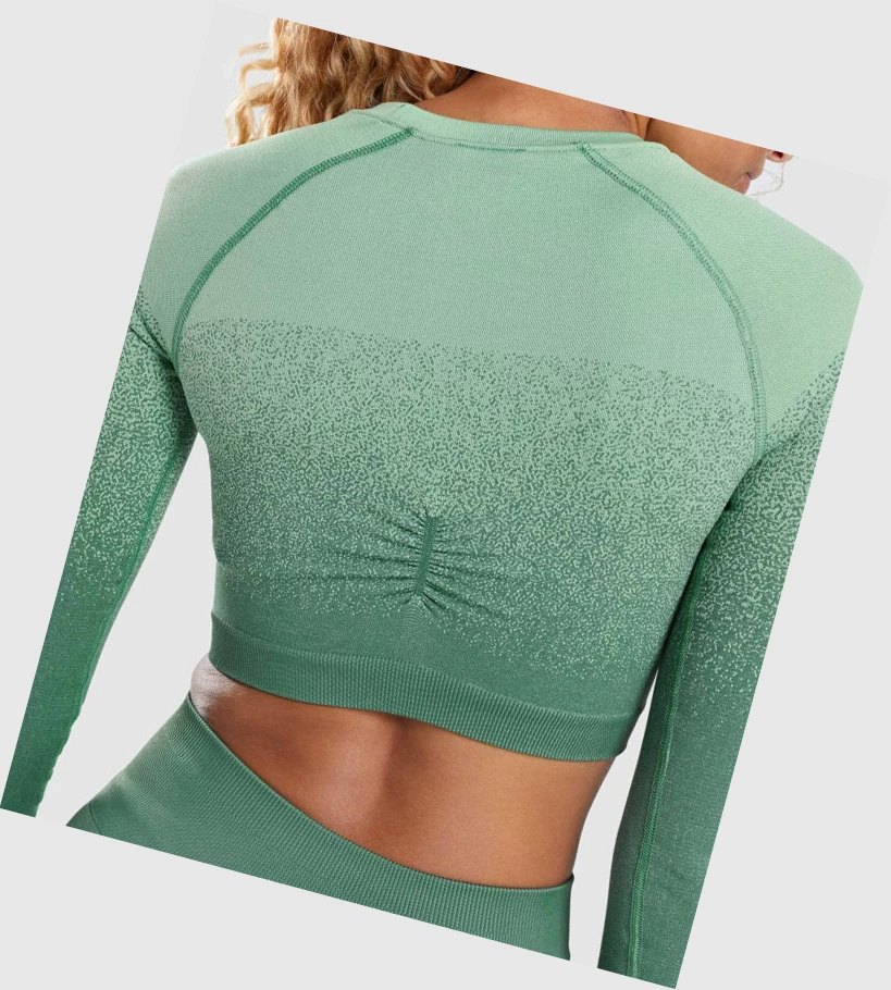 Gymshark Adapt Ombre Seamless Crop Top Naisten Puserot Vihreä Vaaleanvihreä | GTWJSX124