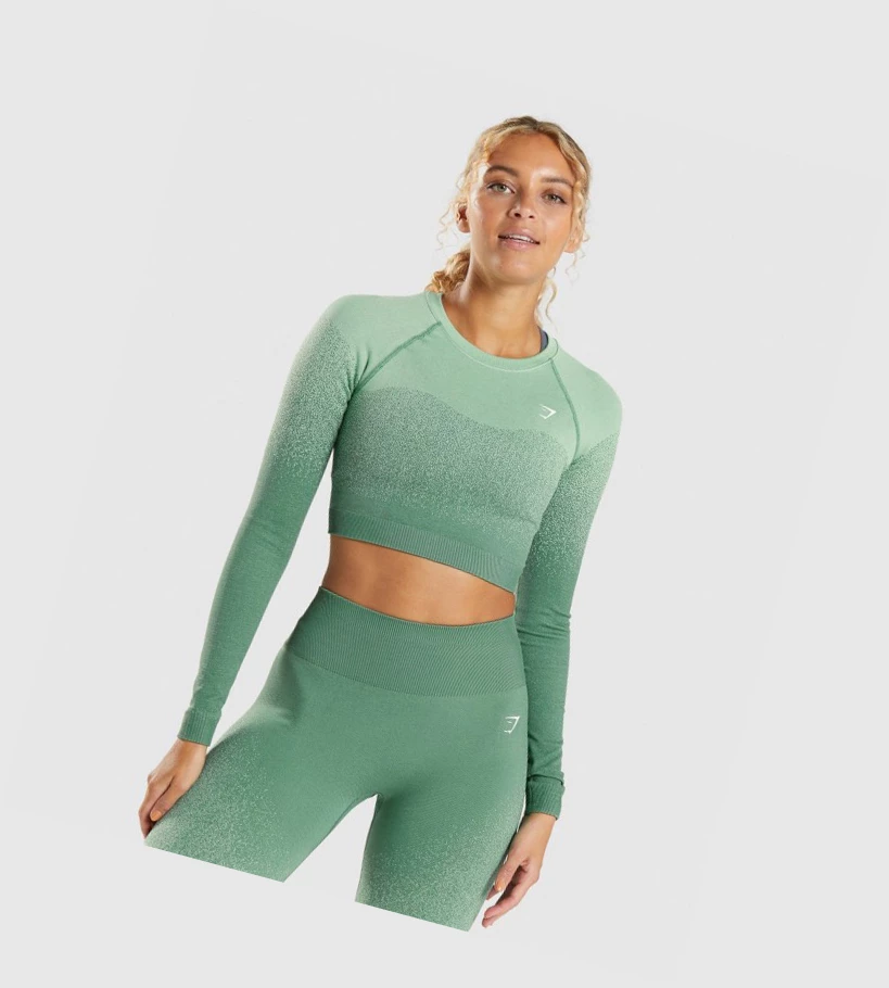 Gymshark Adapt Ombre Seamless Crop Top Naisten Puserot Vihreä Vaaleanvihreä | GTWJSX124