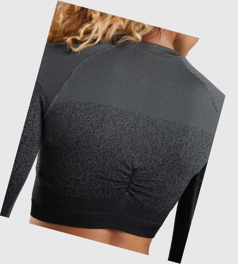 Gymshark Adapt Ombre Seamless Crop Top Naisten Puserot Mustat Harmaat | OCKPQB048