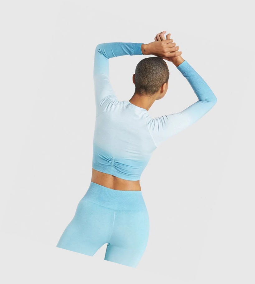 Gymshark Adapt Ombre Seamless Crop Top Naisten Puserot Vaaleansininen Vaaleansininen | WQGLPE435