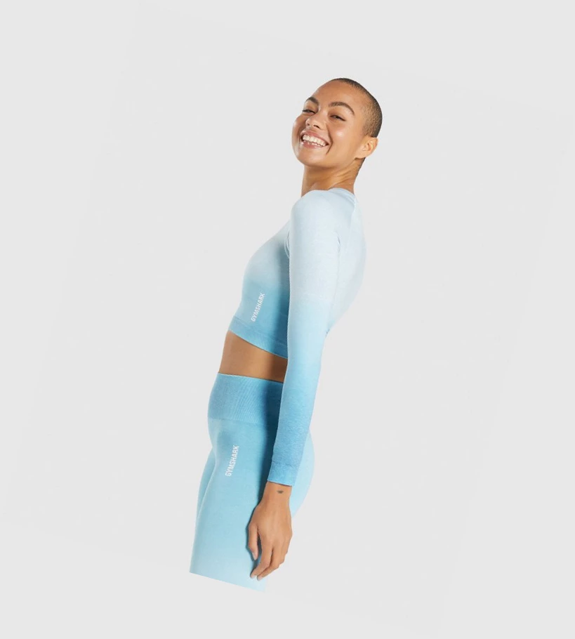Gymshark Adapt Ombre Seamless Crop Top Naisten Puserot Vaaleansininen Vaaleansininen | WQGLPE435