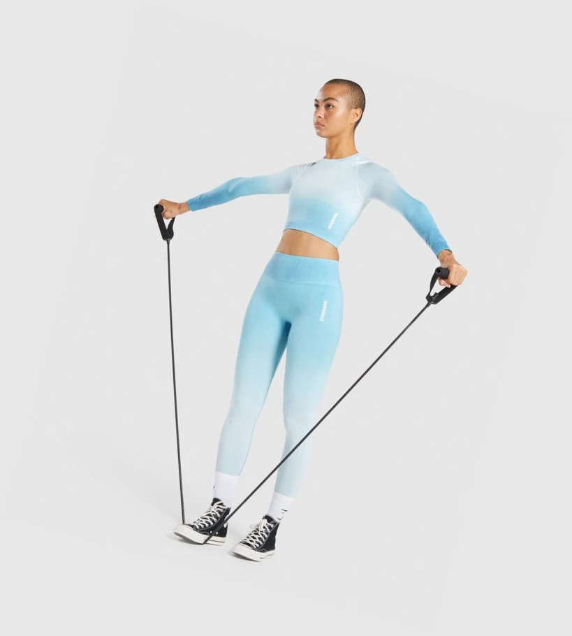 Gymshark Adapt Ombre Seamless Crop Top Naisten Puserot Vaaleansininen Vaaleansininen | WQGLPE435