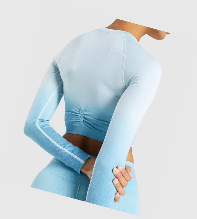 Gymshark Adapt Ombre Seamless Crop Top Naisten Puserot Vaaleansininen Vaaleansininen | WQGLPE435