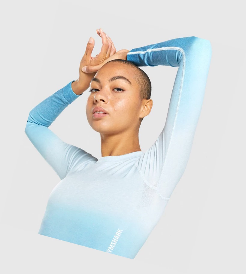 Gymshark Adapt Ombre Seamless Crop Top Naisten Puserot Vaaleansininen Vaaleansininen | WQGLPE435