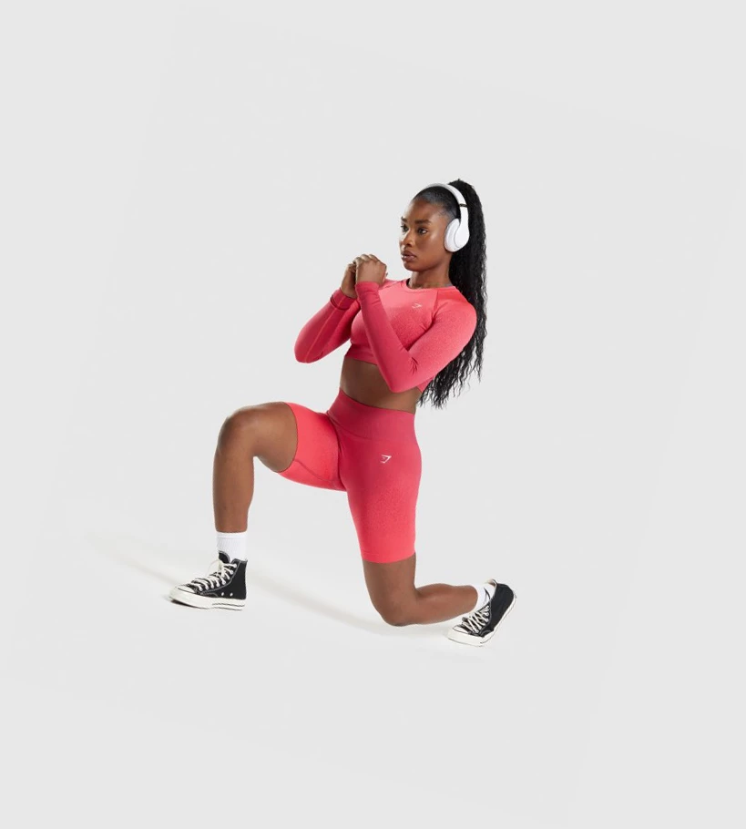 Gymshark Adapt Ombre Seamless Cycling Naisten Shortsit Pinkki Punainen | AVBWES189