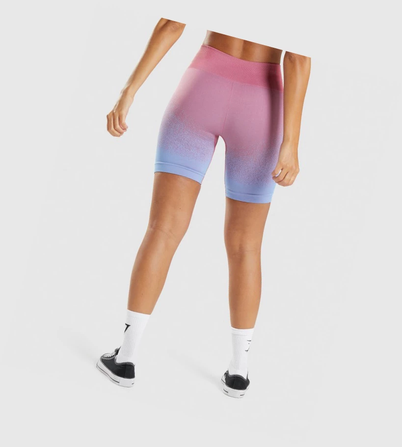 Gymshark Adapt Ombre Seamless Cycling Naisten Shortsit Pinkki Pinkki Vaaleansininen | MJQERV645