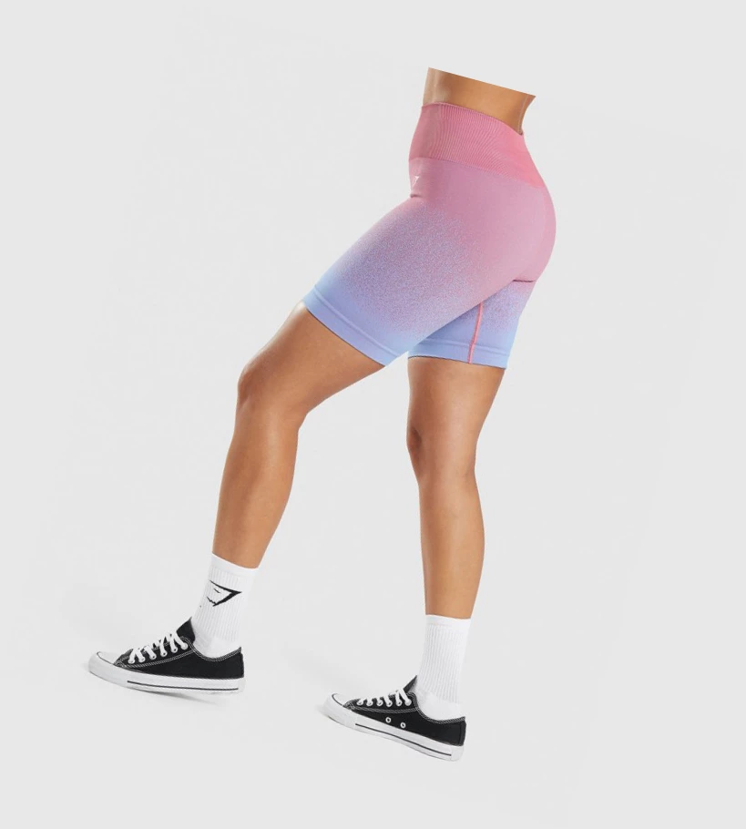 Gymshark Adapt Ombre Seamless Cycling Naisten Shortsit Pinkki Pinkki Vaaleansininen | MJQERV645